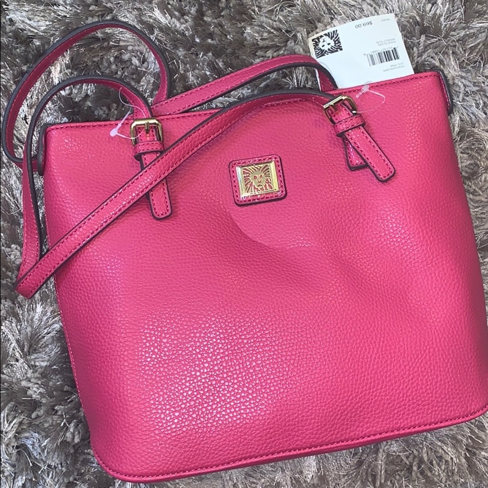 ANNE KLEIN Vinyl Zippered Shoulder Bag Tote